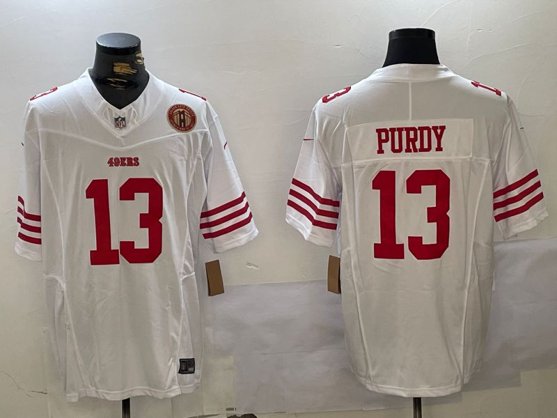 Men San Francisco 49ers #13 Purdy White Three generations 2024 Nike Vapor Limited NFL Jersey style 3